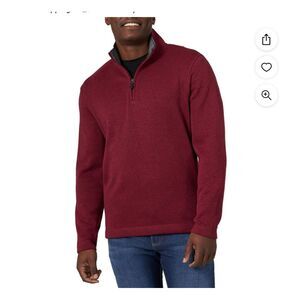 Wrangler Authentics Men's Long‎ Sleeve Fleece Quarter-Zip, Zinfandel Heather